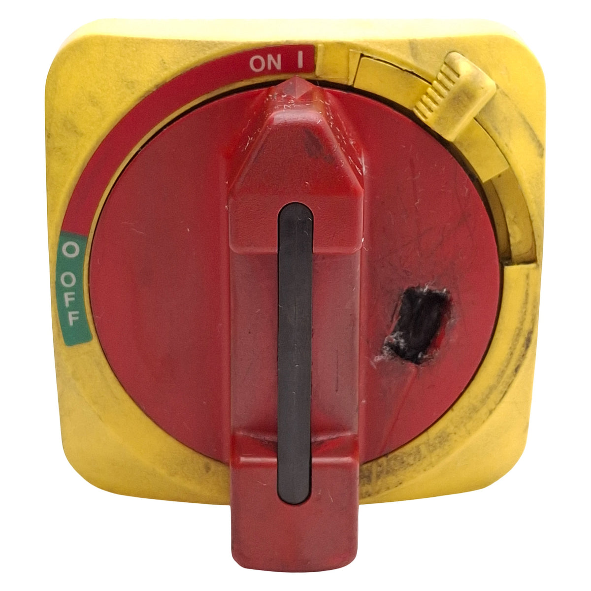 Used Allen Bradley 194R-HS4E Disconnect Switch Handle, Red/Yellow, 90° 2-Position