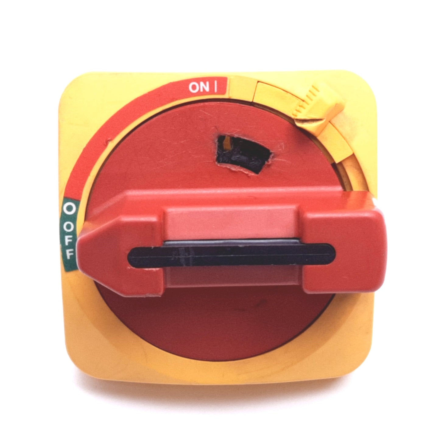 Used Allen Bradley 194R-HS4E Disconnect Switch Handle, Red/Yellow, 90° 2-Position