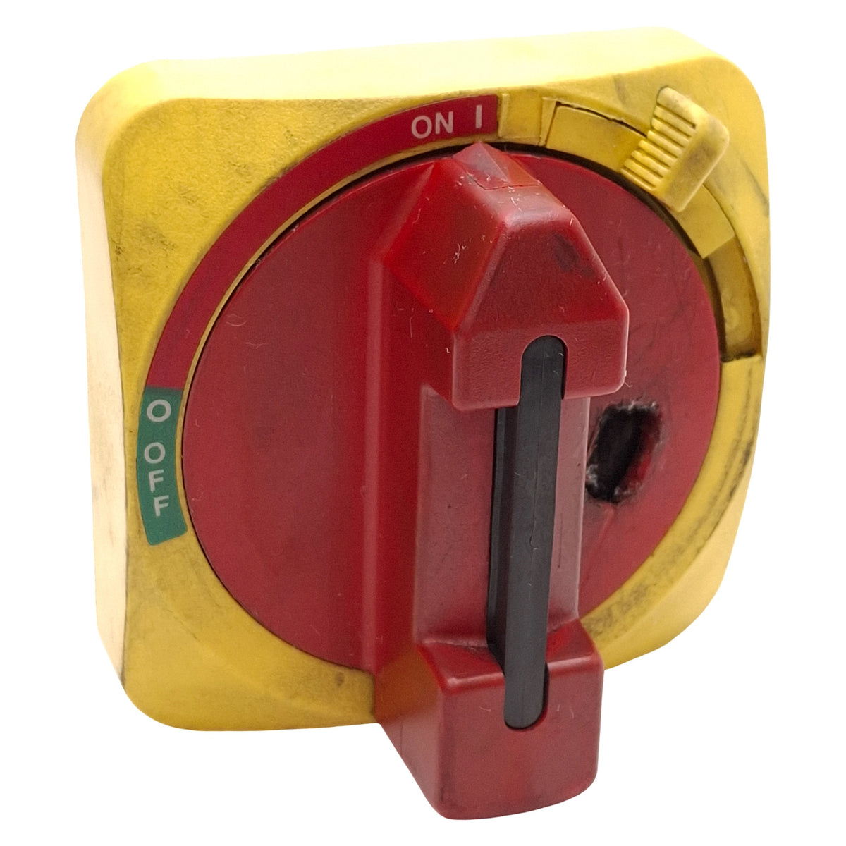Used Allen Bradley 194R-HS4E Disconnect Switch Handle, Red/Yellow, 90° 2-Position