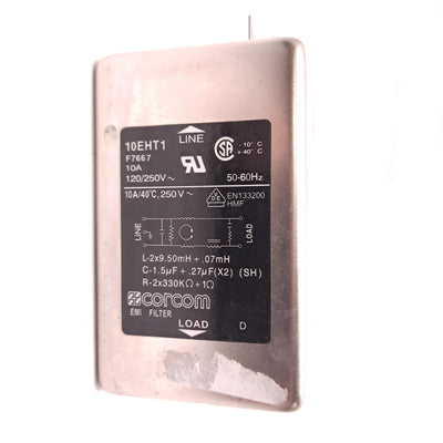 Used Corcom 10EHT1 Line Filter 250VAC 10A Single Phase Single Stage 50/60Hz