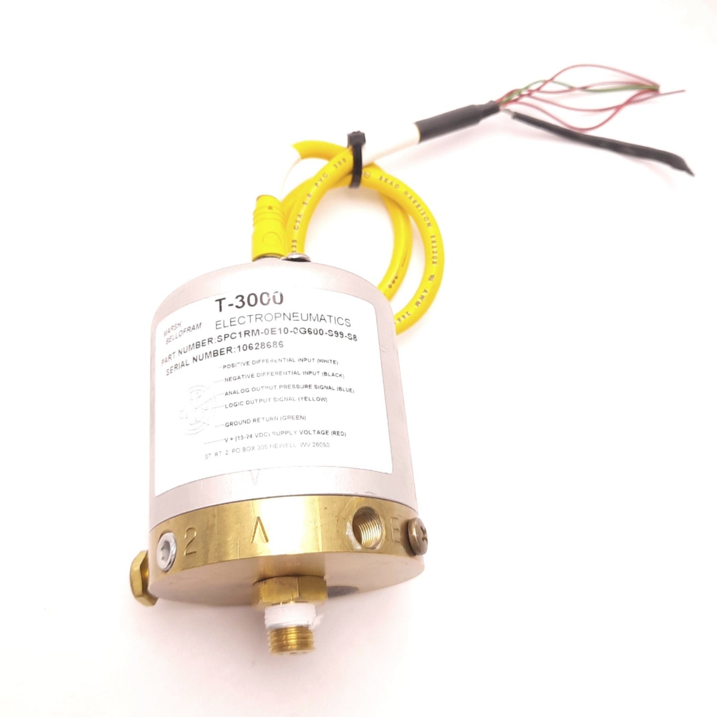 Used Marsh Bellofram SPC1RM-0E10-0G600-S99-S8 Pressure Transducer, 0-10v, 4-20mA
