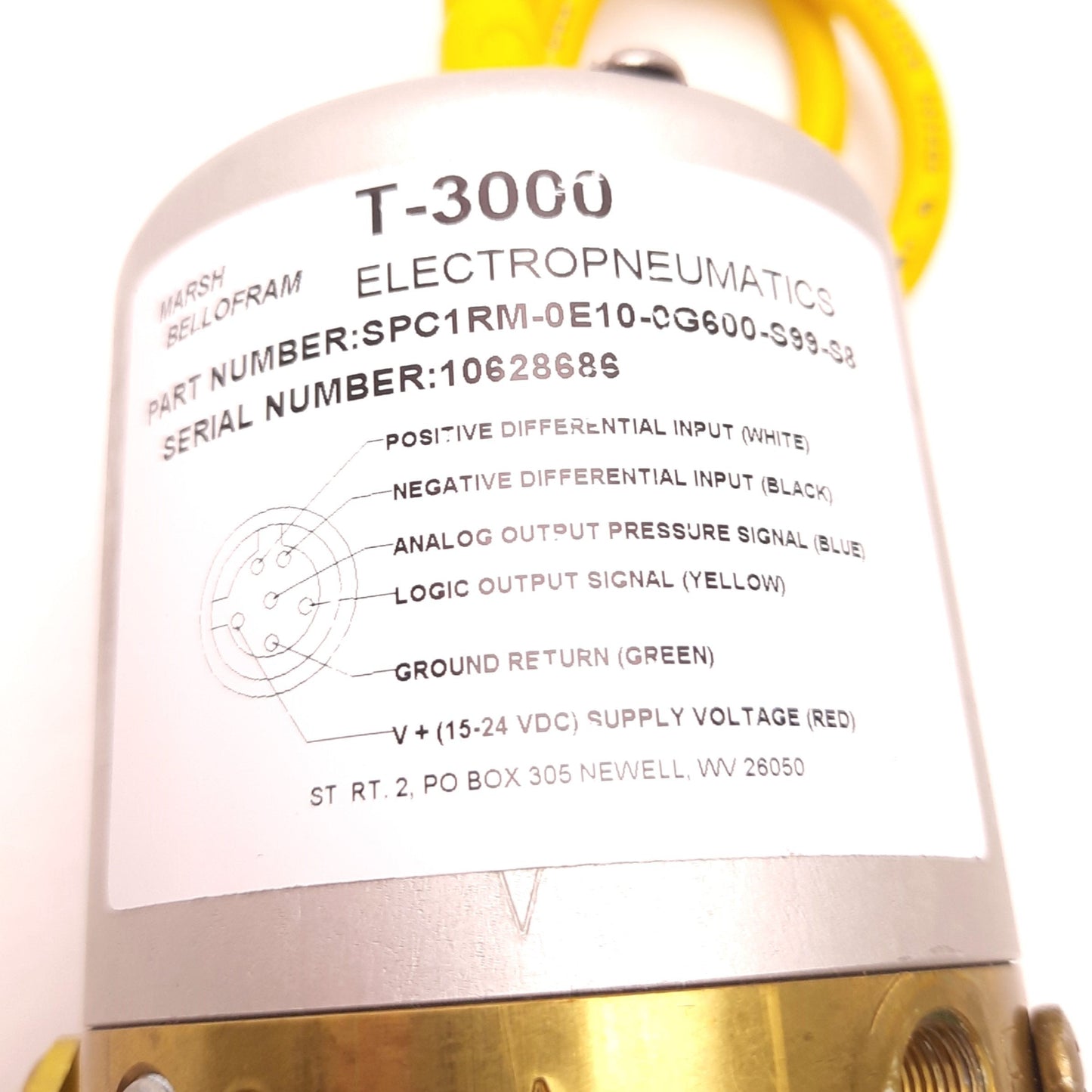 Used Marsh Bellofram SPC1RM-0E10-0G600-S99-S8 Pressure Transducer, 0-10v, 4-20mA