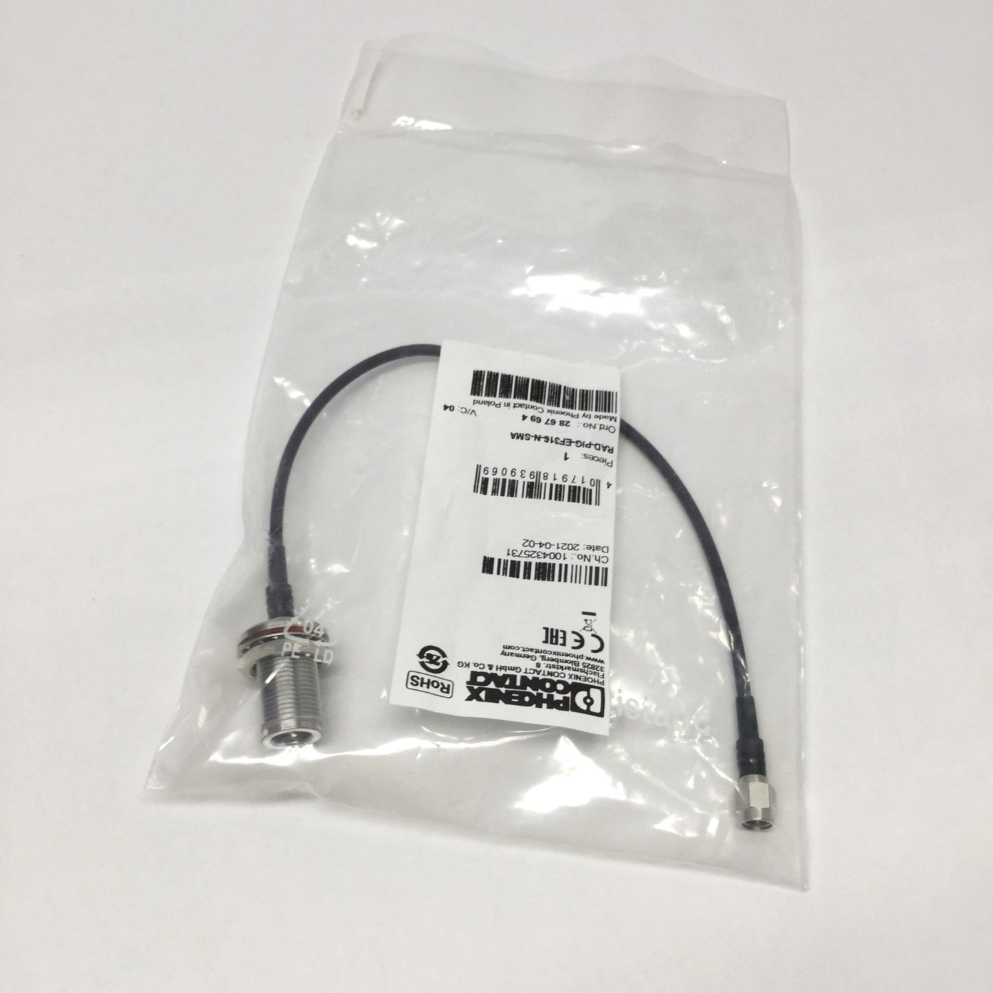 New Phoenix Contact RAD-PIG-EF316-N-SMA Antenna Adapter Cable, Type N to SMA, 12"