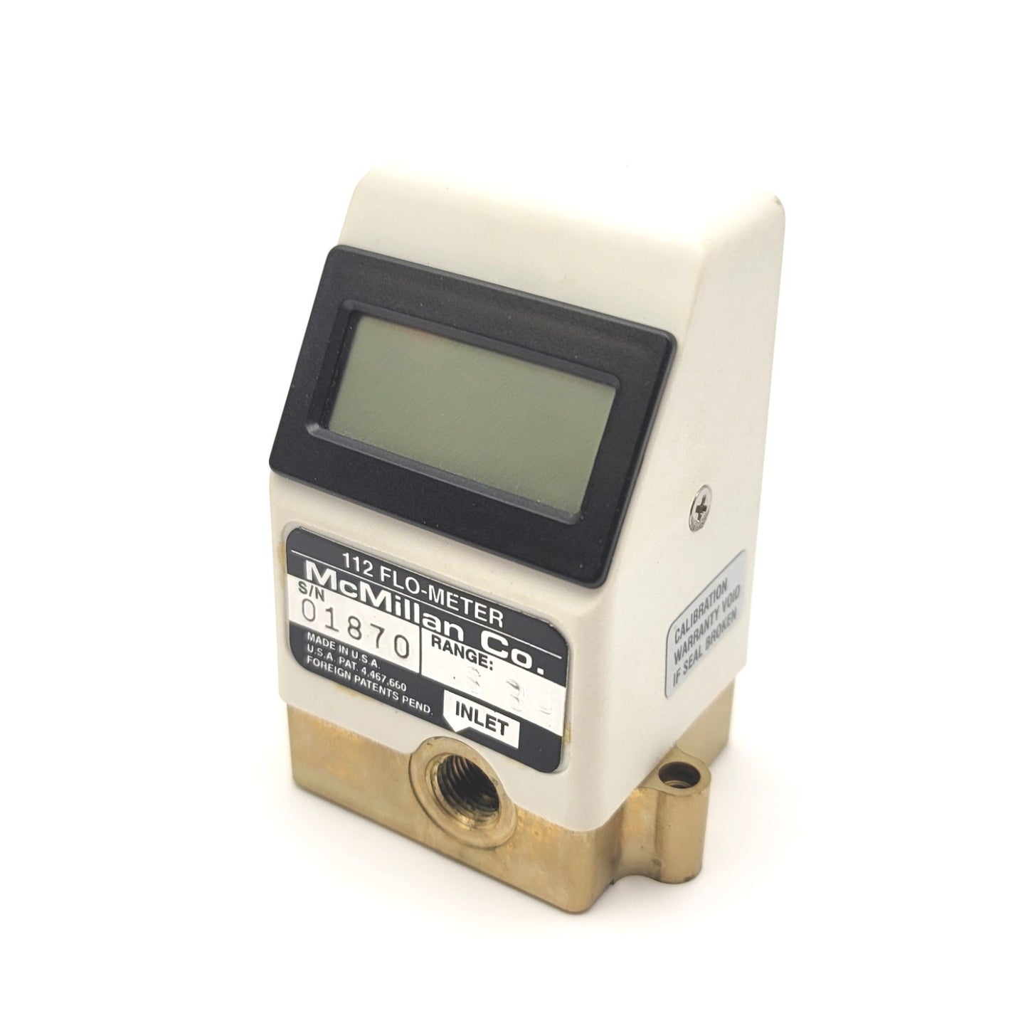 Used McMillan S-112-3-H Micro Turbine Liquid Flo-Meter 13-100mL/min, 12VDC, 1/8"NPT