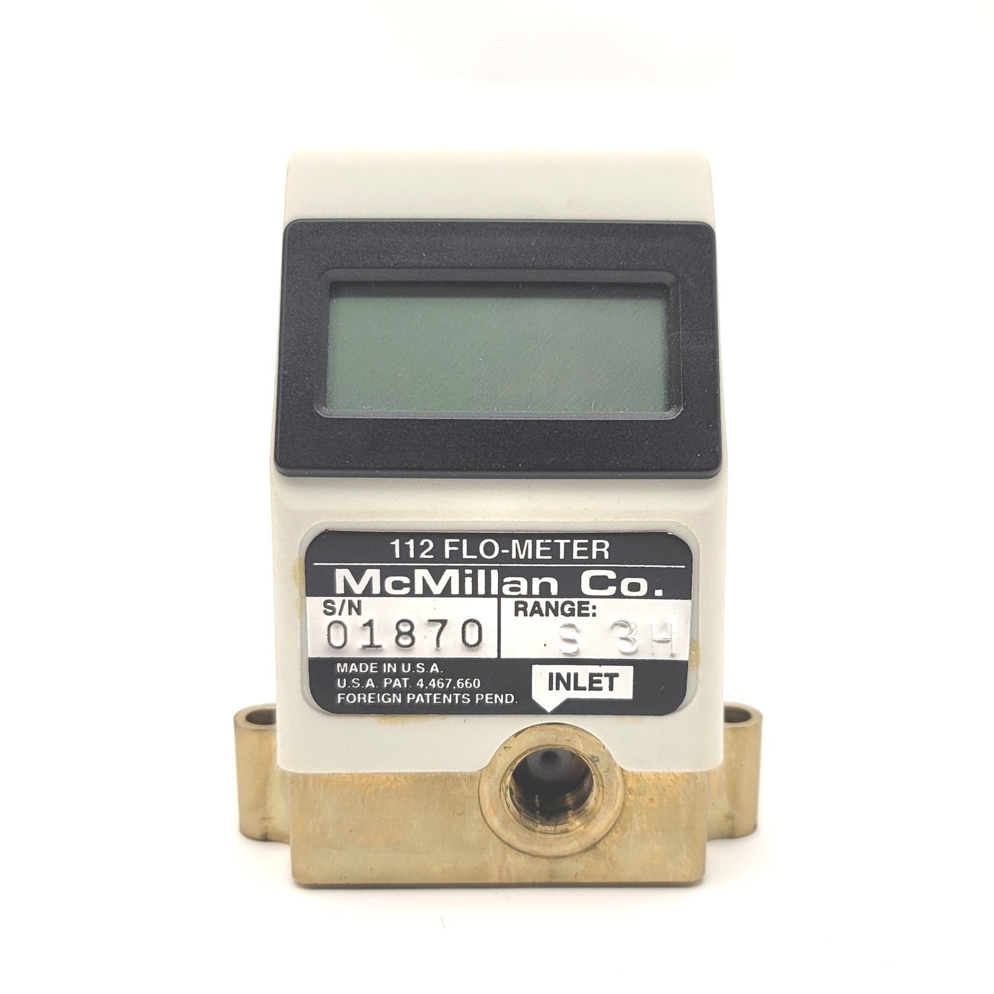 Used McMillan S-112-3-H Micro Turbine Liquid Flo-Meter 13-100mL/min, 12VDC, 1/8"NPT
