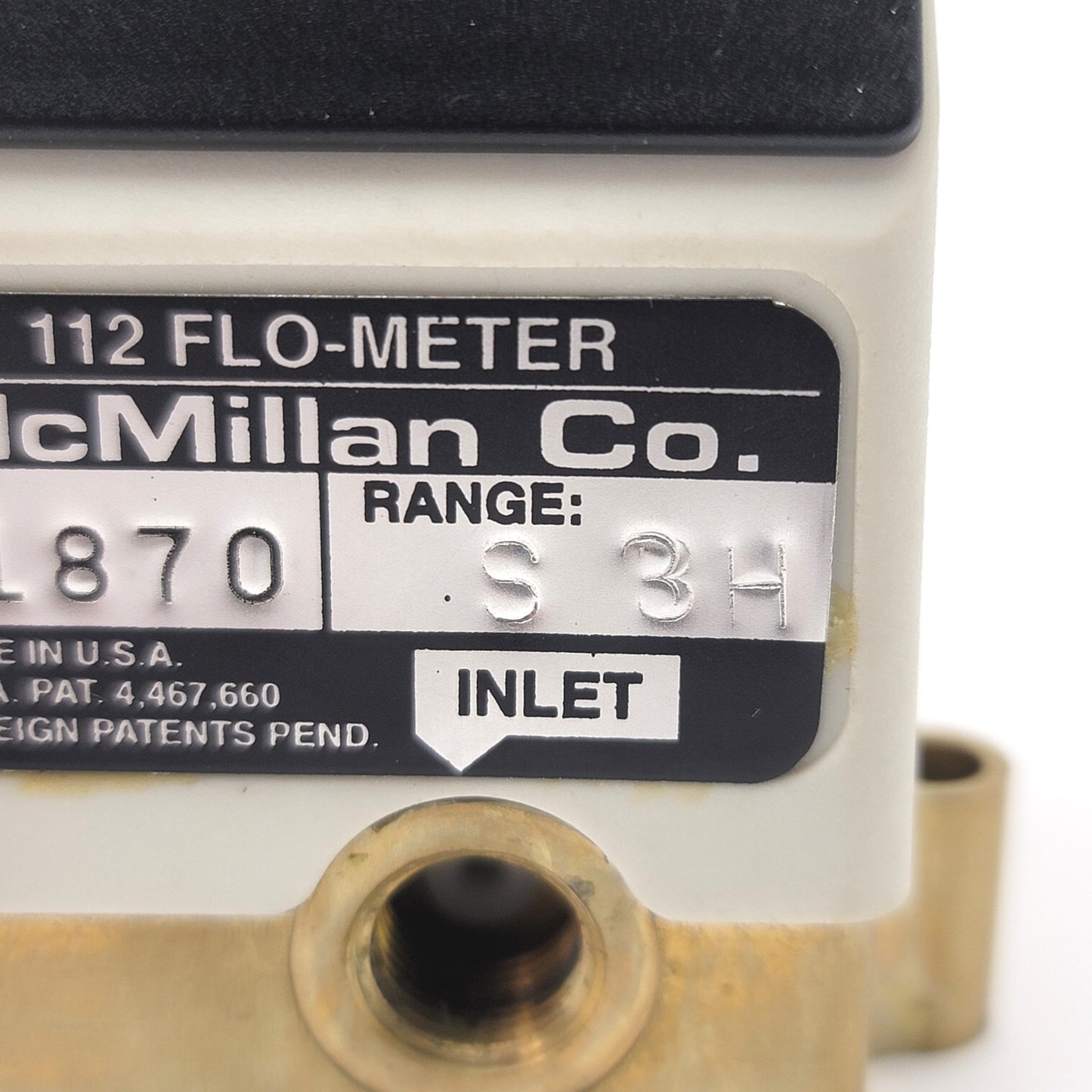 Used McMillan S-112-3-H Micro Turbine Liquid Flo-Meter 13-100mL/min, 12VDC, 1/8"NPT