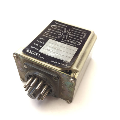 Used Ascon Spa. SRTR 1E Control Relay, Power: 110VAC, Base: 11-Pin, Made in Italy