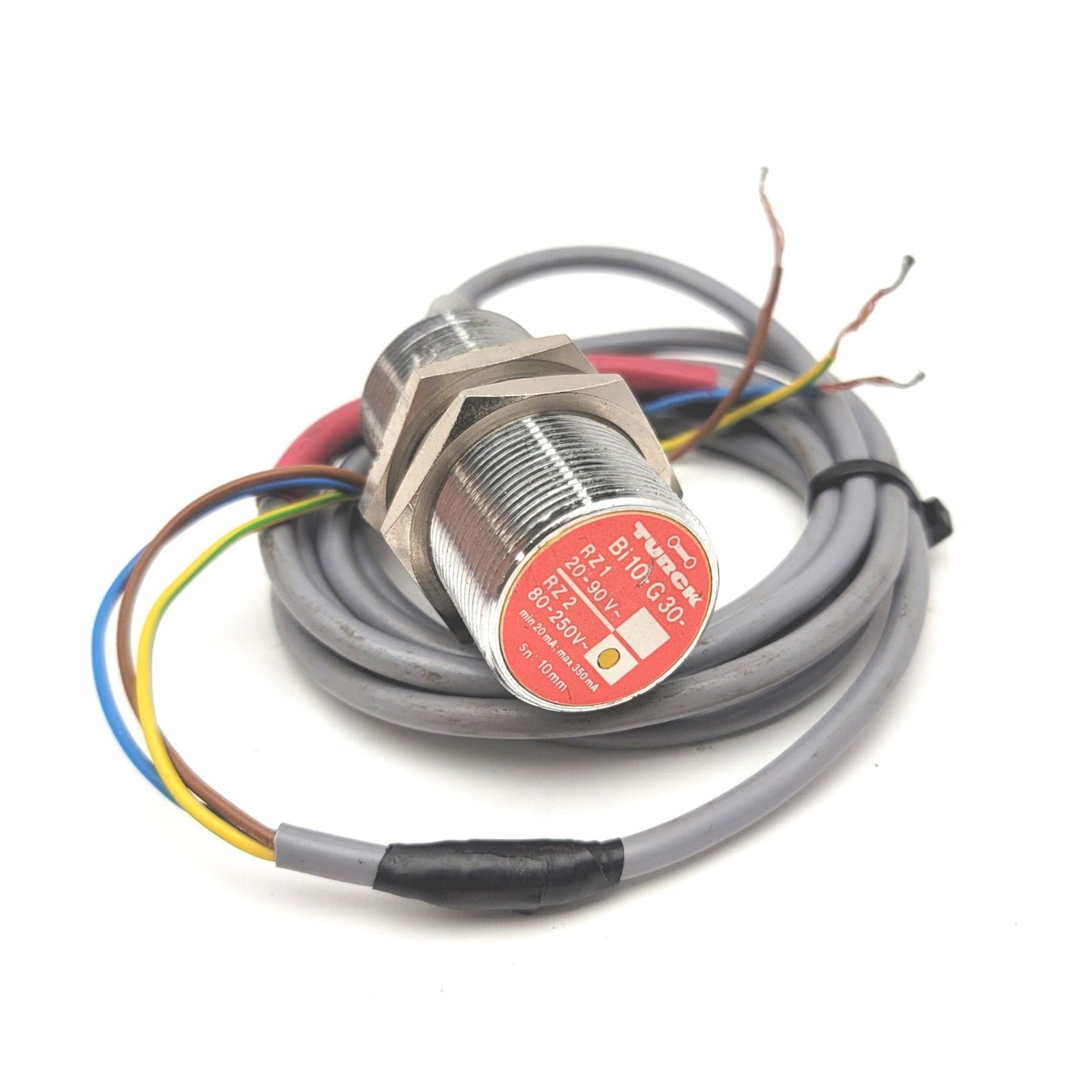 Used Turck BI10-G30-RZ2 Inductive Proximity Sensor 80-250VAC, Range: 10mm, M30x1.5