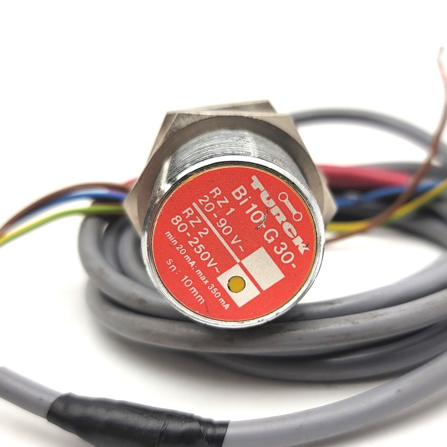 Used Turck BI10-G30-RZ2 Inductive Proximity Sensor 80-250VAC, Range: 10mm, M30x1.5