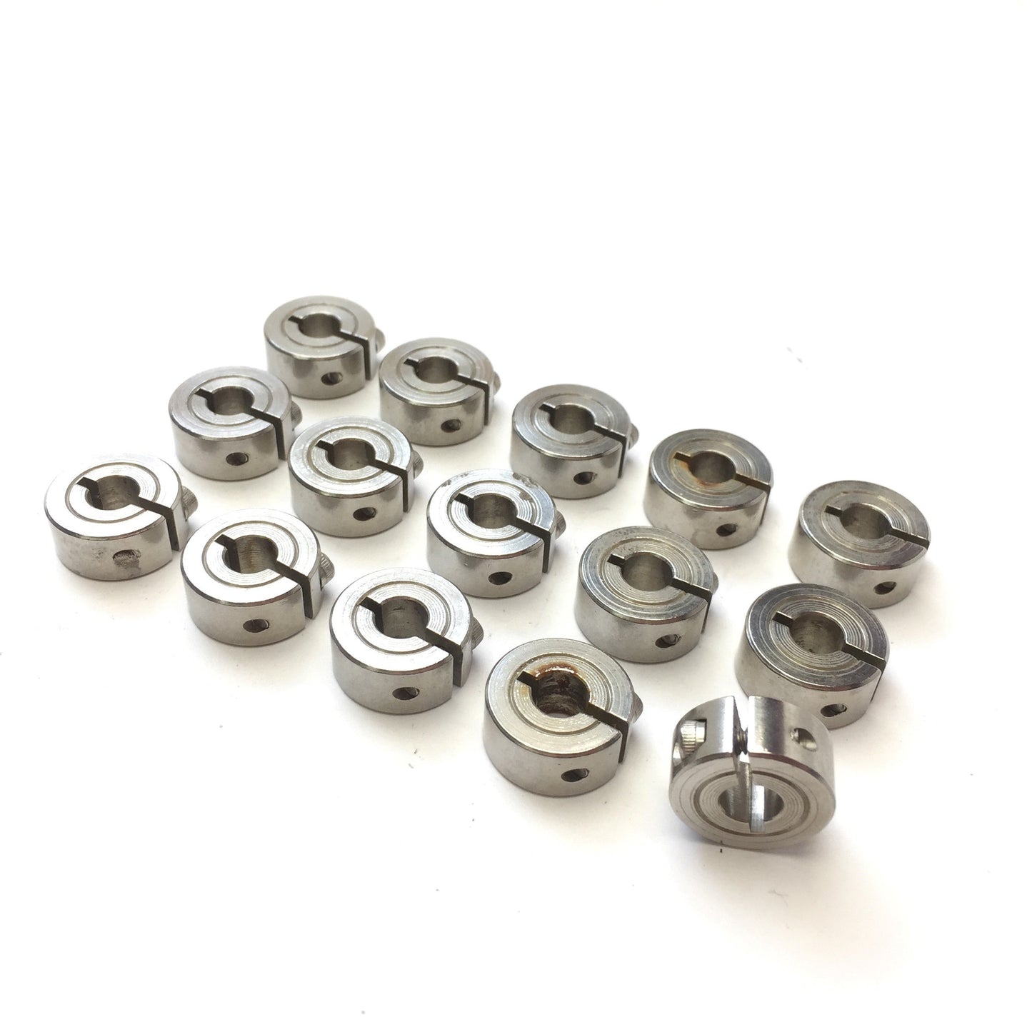 Used Lot of 15 Single Split One-Piece Stainless Steel Clamping Shaft Collar Bore 1/4"
