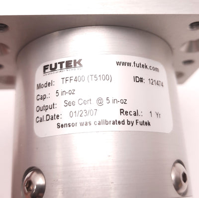 Used Futek TFF400 Reaction Torque Sensor, 5 In-Oz Capacity, 1 mV Out, FSH03981