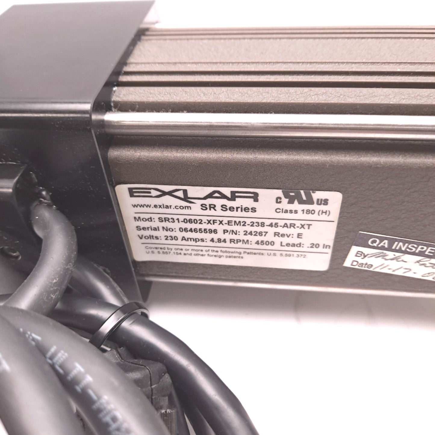 Used Exlar SR31-0602-XFX-EM2-238-45-AR-XT Linear Actuator 230VAC 4.8A 4500 RPM