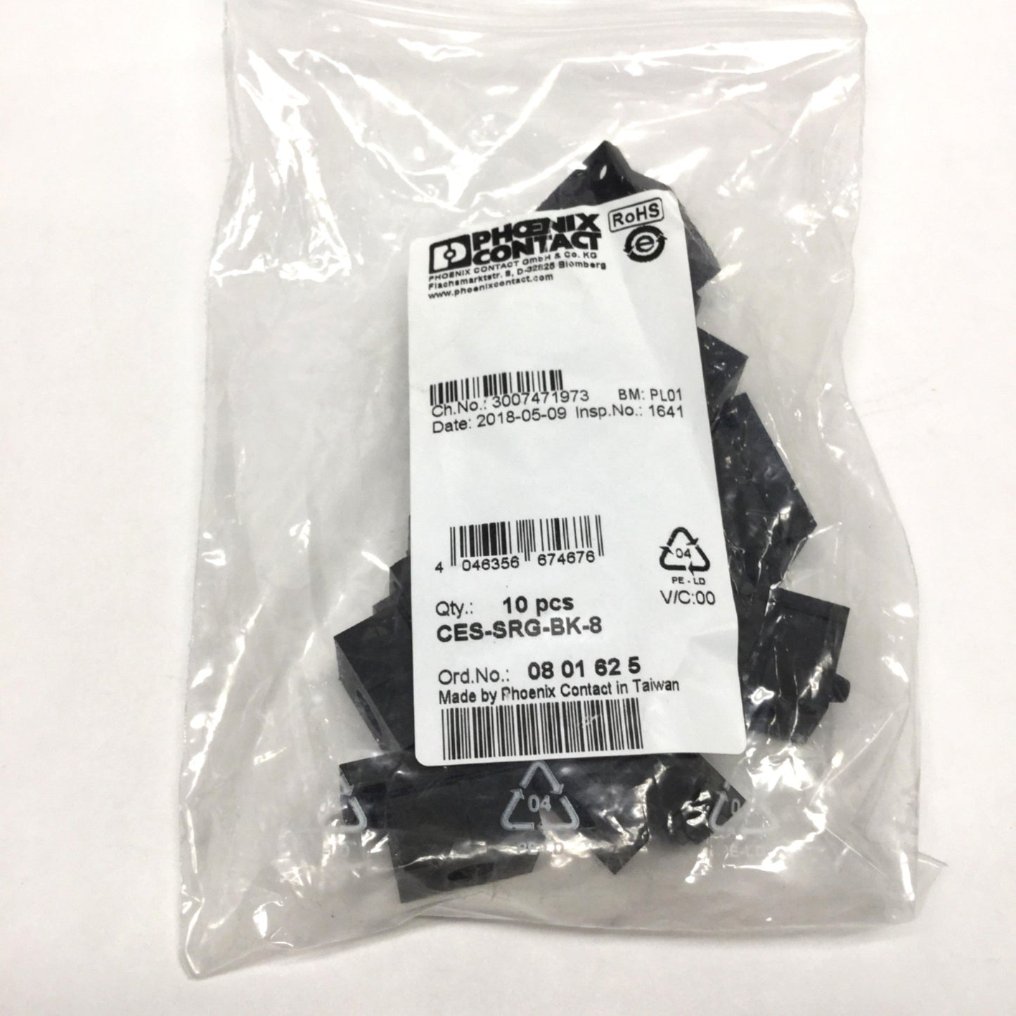 New Lot of 10 Phoenix CES-SRG-BK-8 Cable Sealing Frame Sleeve, 1-Conductor, Ø7-8mm