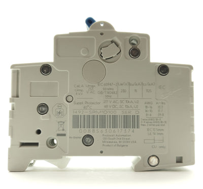 New – Open box Allen Bradley 1492-SPM1D100 Supplementary Circuit Breaker 10A, 1-Pole, D-Curve