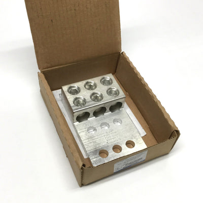 New – Open box Blackburn Ilsco ADR60-34D Mechanical Lug, Aluminum 600kcmil, 3-Conductor, 6-Hole