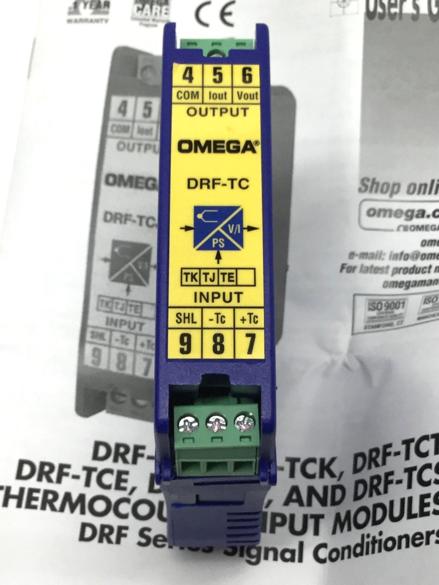 New – Open box Omega DRF-TCK-24VDC-0/250C-0/10 K Thermocouple Signal Conditioner 0-250°C, 0-10V