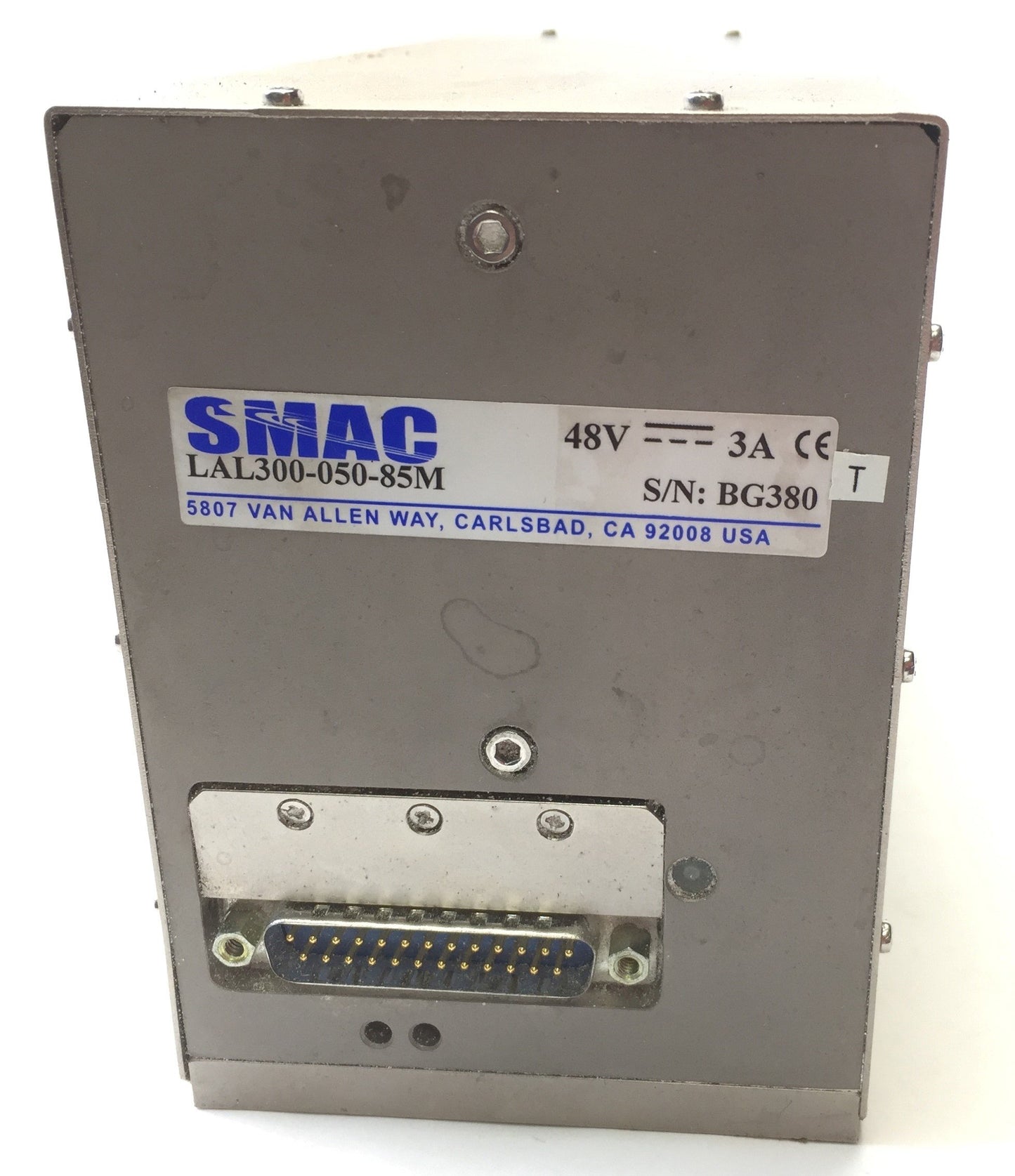 Used SMAC LAL300-050-85M Linear Actuator Stroke: 50mm, Shaft: 12mm, Voltage: 48VDC 3A