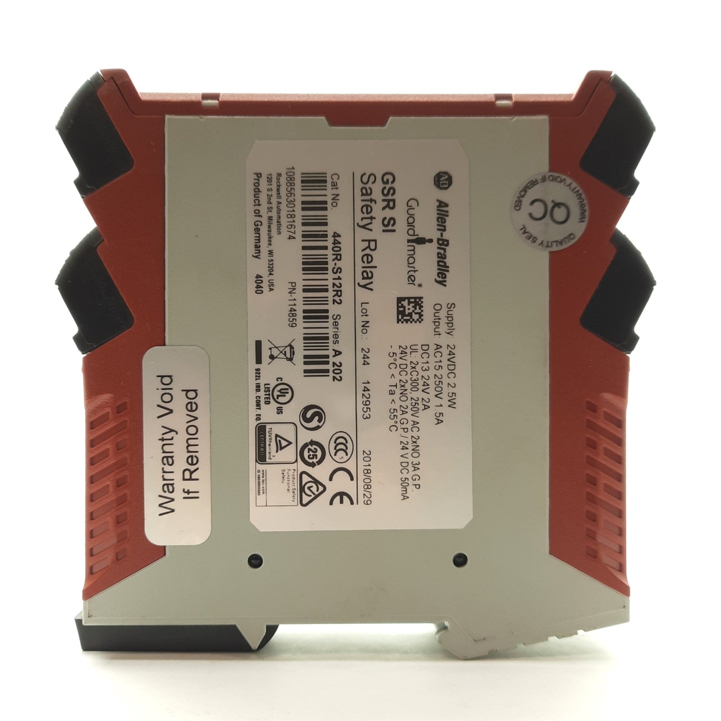 Used Allen Bradley 440R-S12R2 Ser A Guardmaster GSR SI Safety Relay 2x Inputs 24VDC