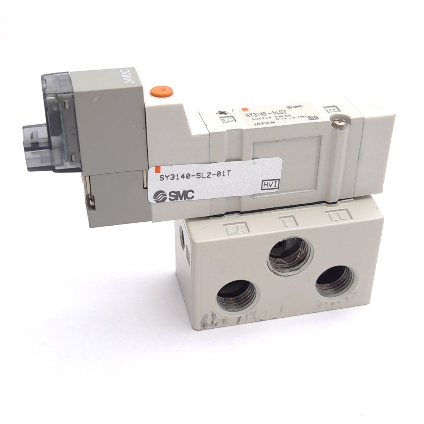 Used SMC SY3140-5LZ-01T Solenoid Valve, 2-Position, 1/8" NPTF, 0.15-07MPa, 24VDC Coil