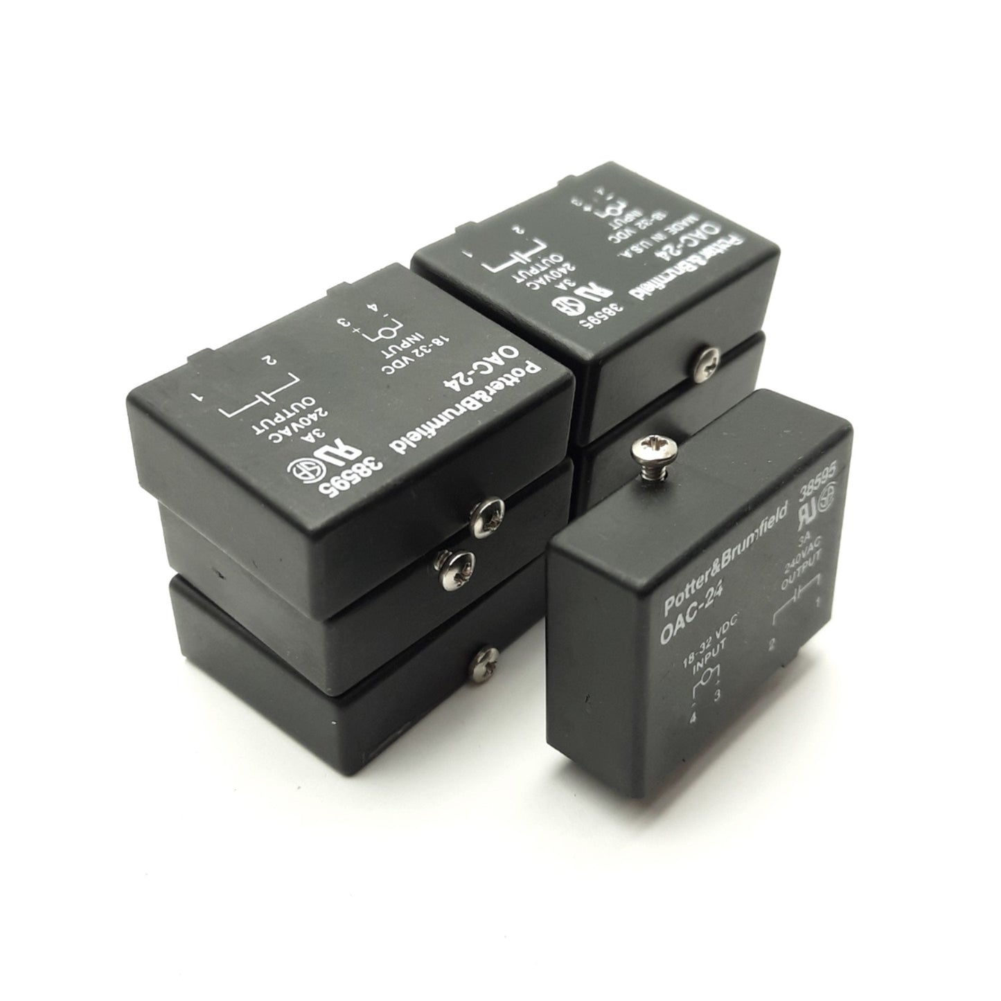 Used Lot of 7 Potter & Brumfield OAC-24 Solid State Relay, 18-32VDC Input, 240VAC 3A