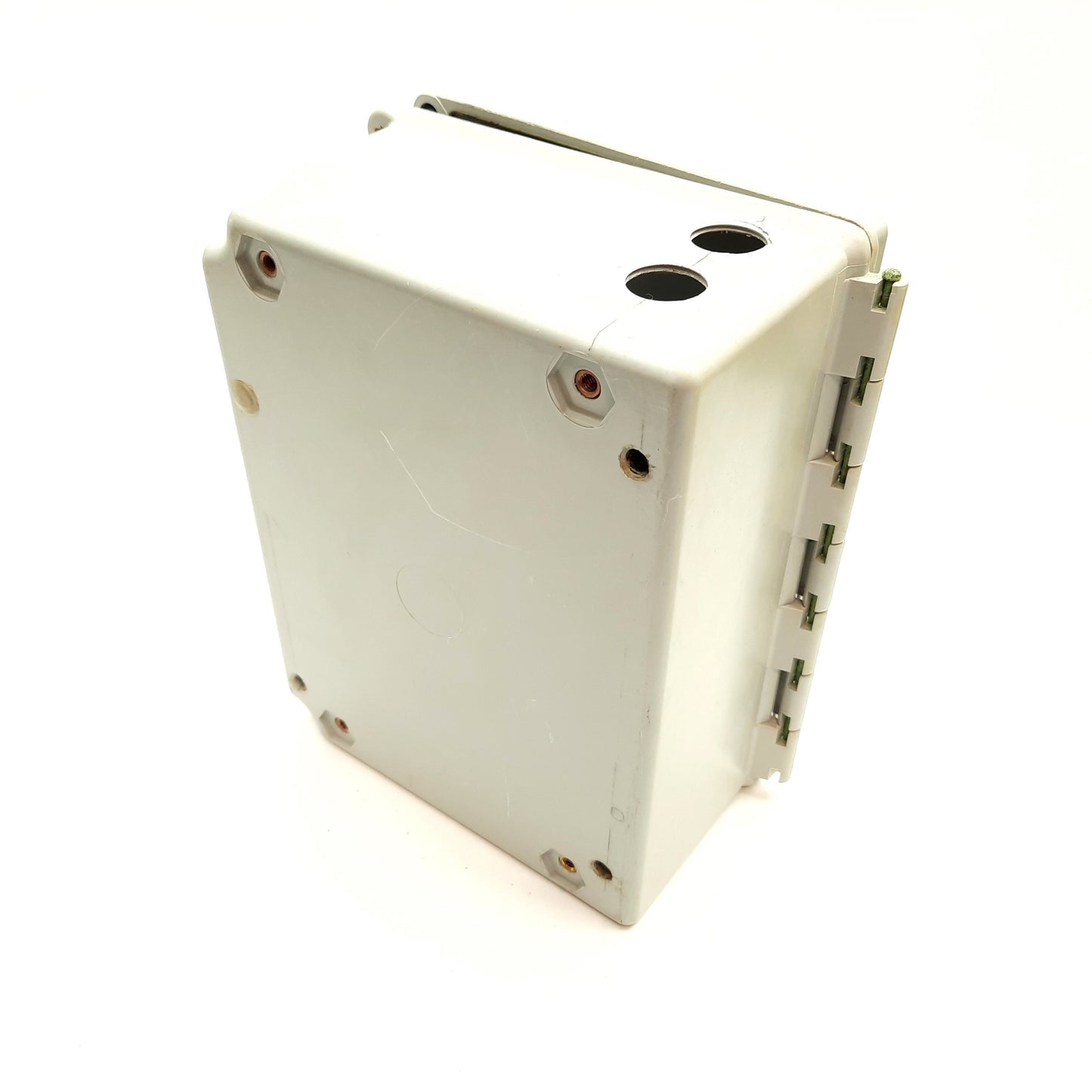 Used Hoffman A-864CHSCFG Electrical Enclosure, Fiberglass, 8" x 6" x 4", *Holes Added