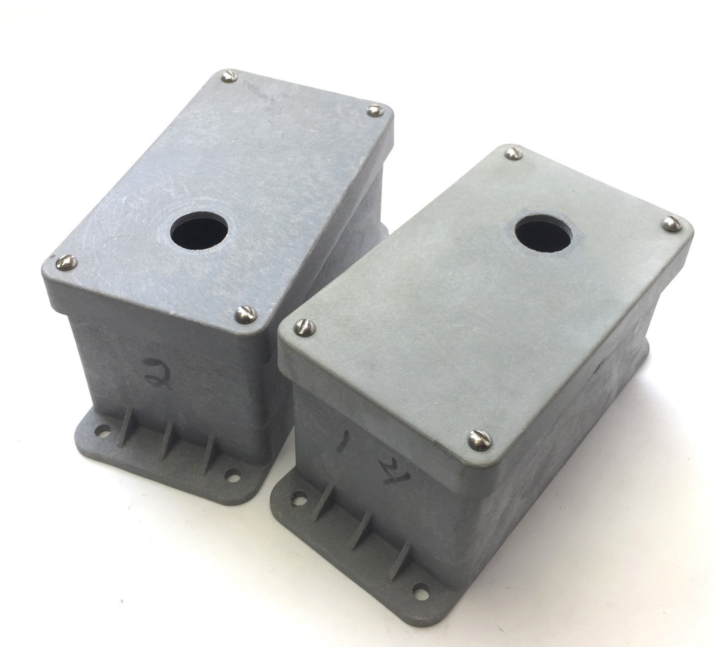 Used Lot of 2 Carlon CP200NB Pushbutton Enclosure, Nylon, Gray, 3.3x3.5x7.1" *Holes*