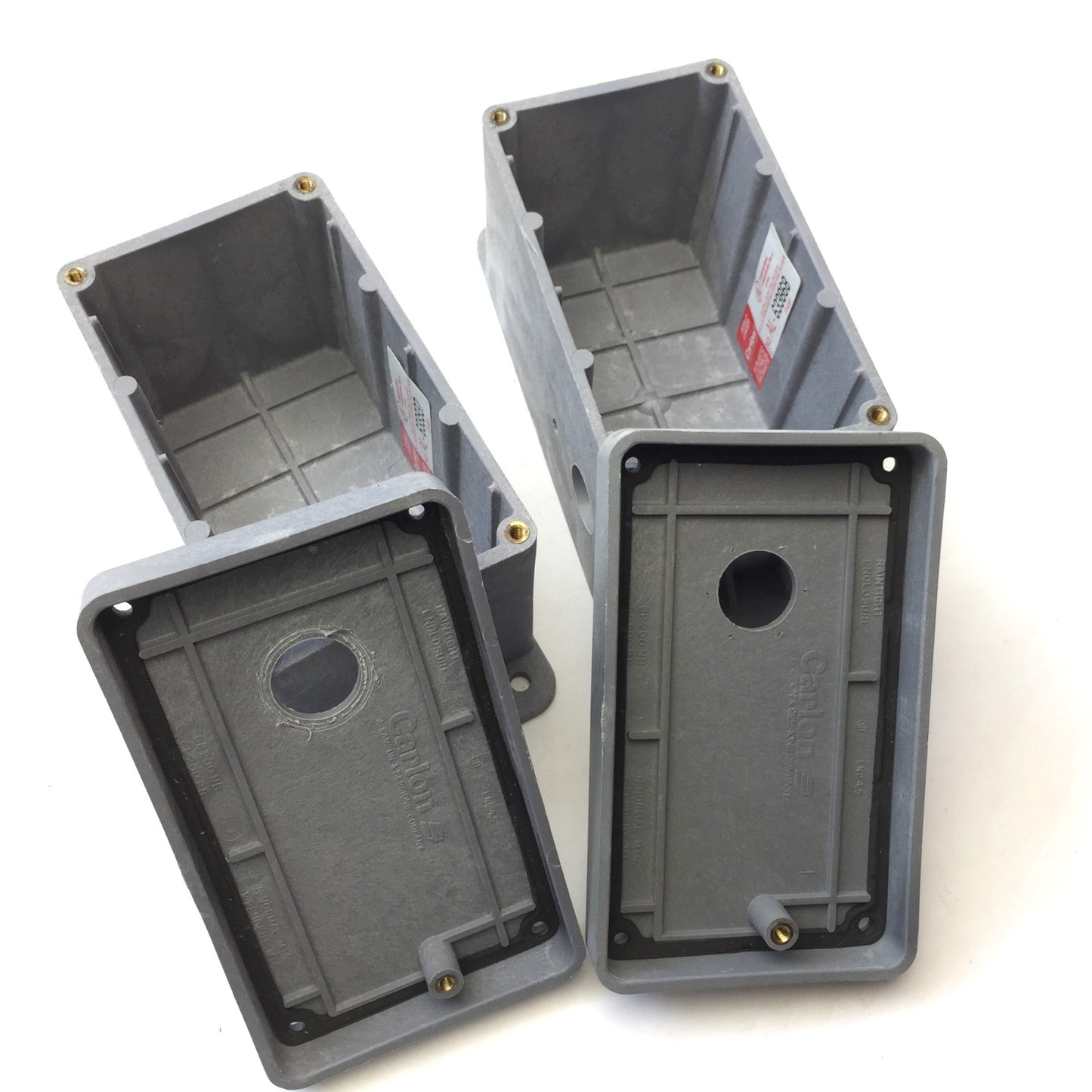 Used Lot of 2 Carlon CP200NB Pushbutton Enclosure, Nylon, Gray, 3.3x3.5x7.1" *Holes*