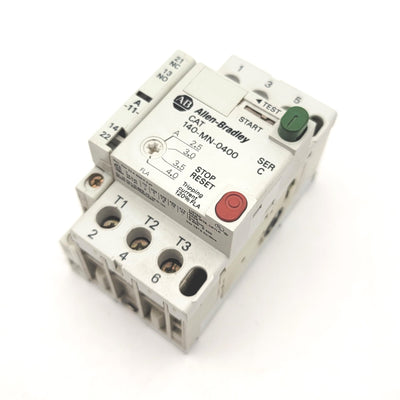 Used Allen Bradley 140-MN-0400 Manual Motor Starter W/140-A11 AUX, 2.5-4A, 115-575VAC