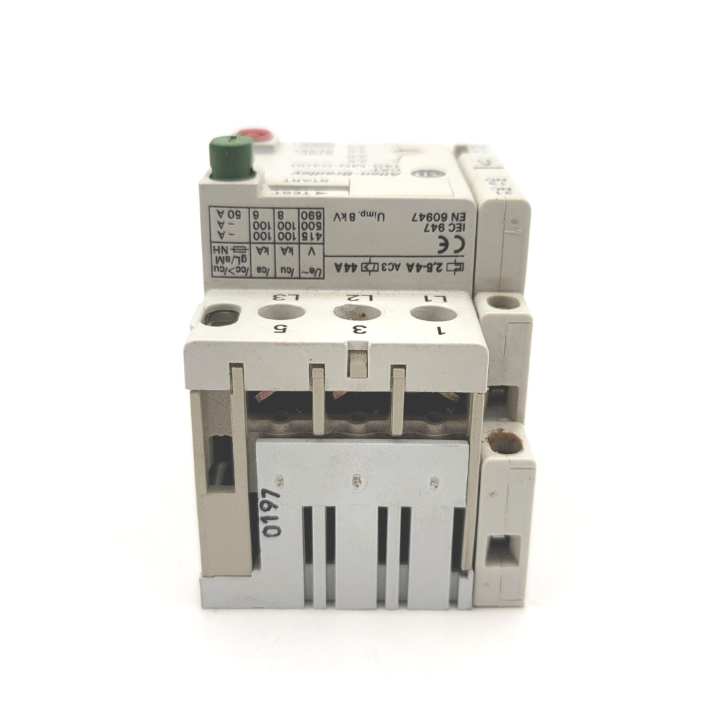 Used Allen Bradley 140-MN-0400 Manual Motor Starter W/140-A11 AUX, 2.5-4A, 115-575VAC