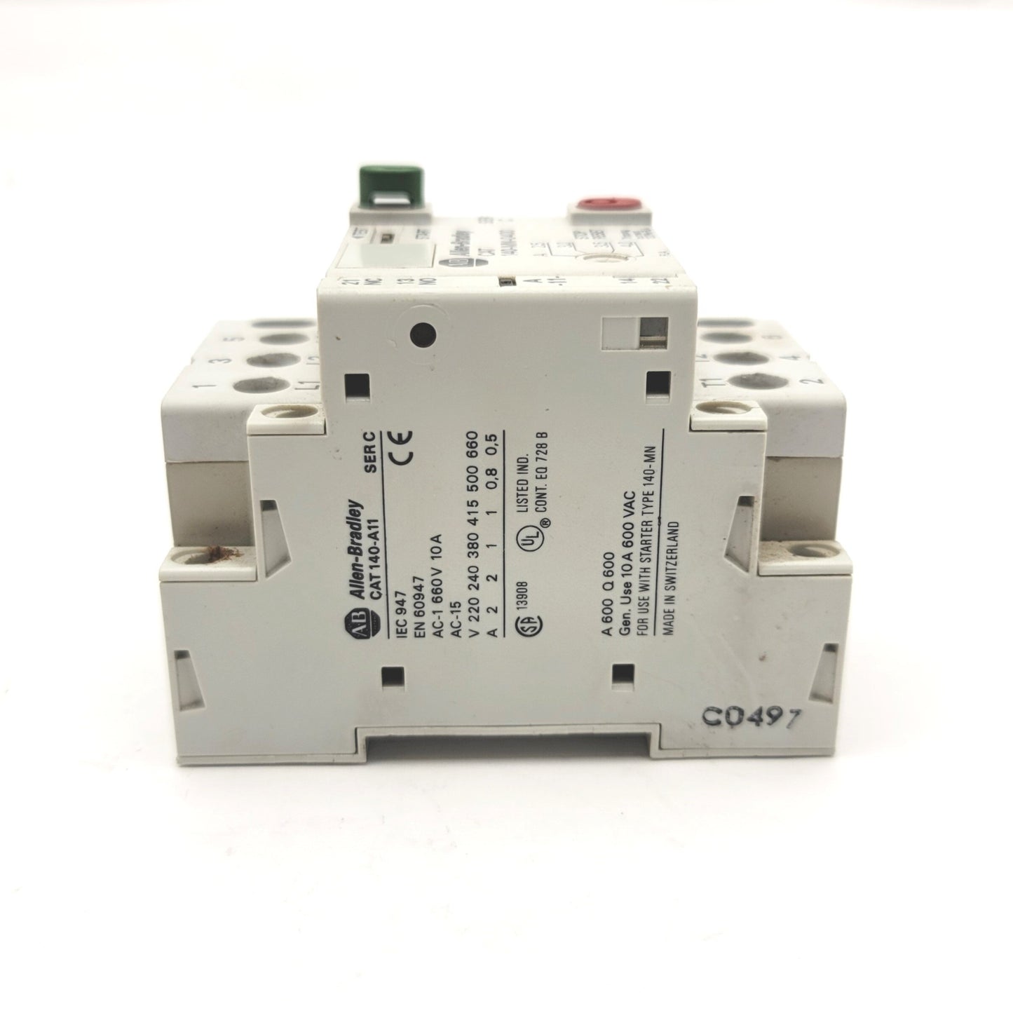 Used Allen Bradley 140-MN-0400 Manual Motor Starter W/140-A11 AUX, 2.5-4A, 115-575VAC