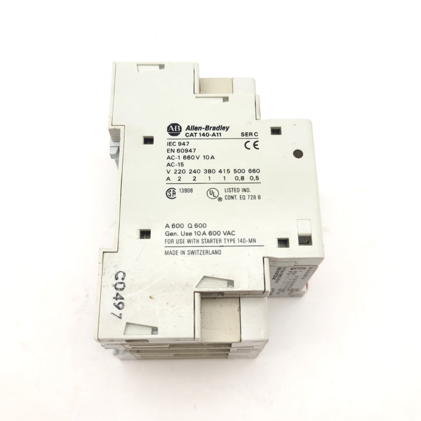 Used Allen Bradley 140-MN-0400 Manual Motor Starter W/140-A11 AUX, 2.5-4A, 115-575VAC