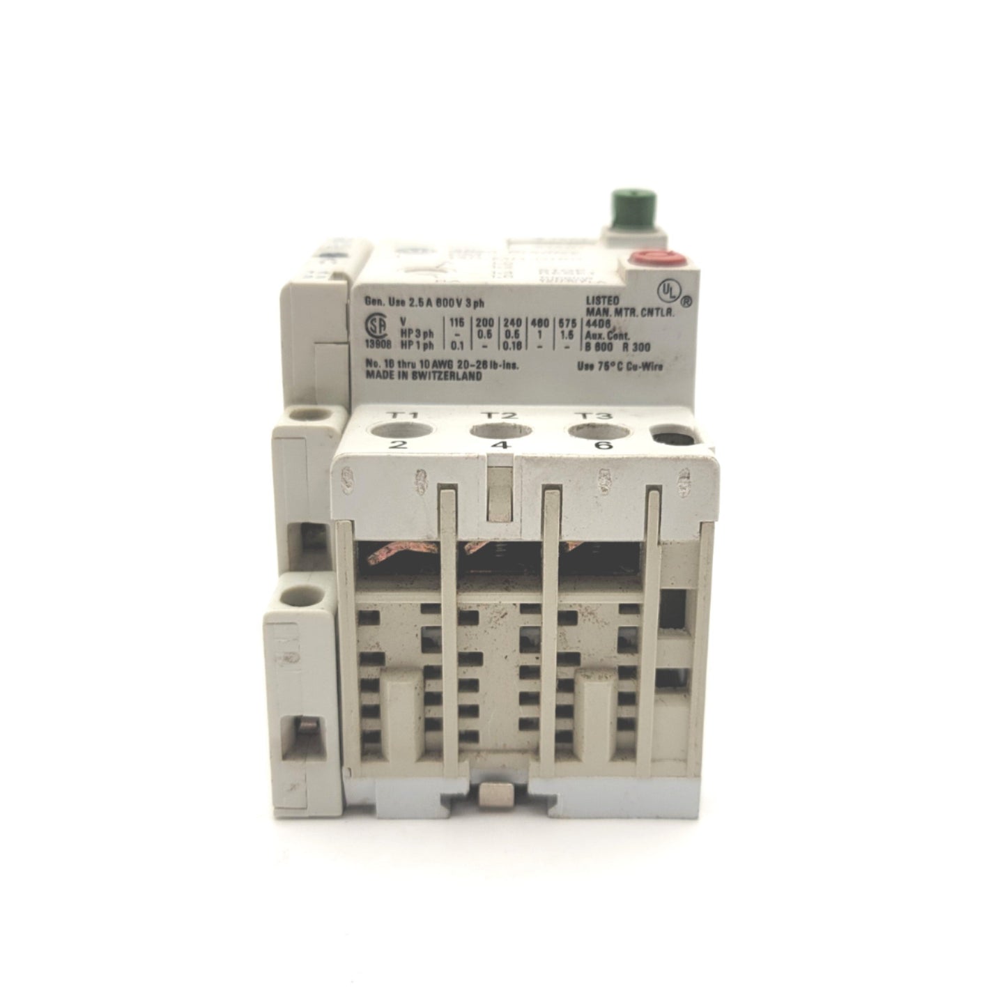 Used Allen Bradley 140-MN-0160 Manual Motor Starter W/140-A11 AUX, 1-1.6A, 115-575VAC