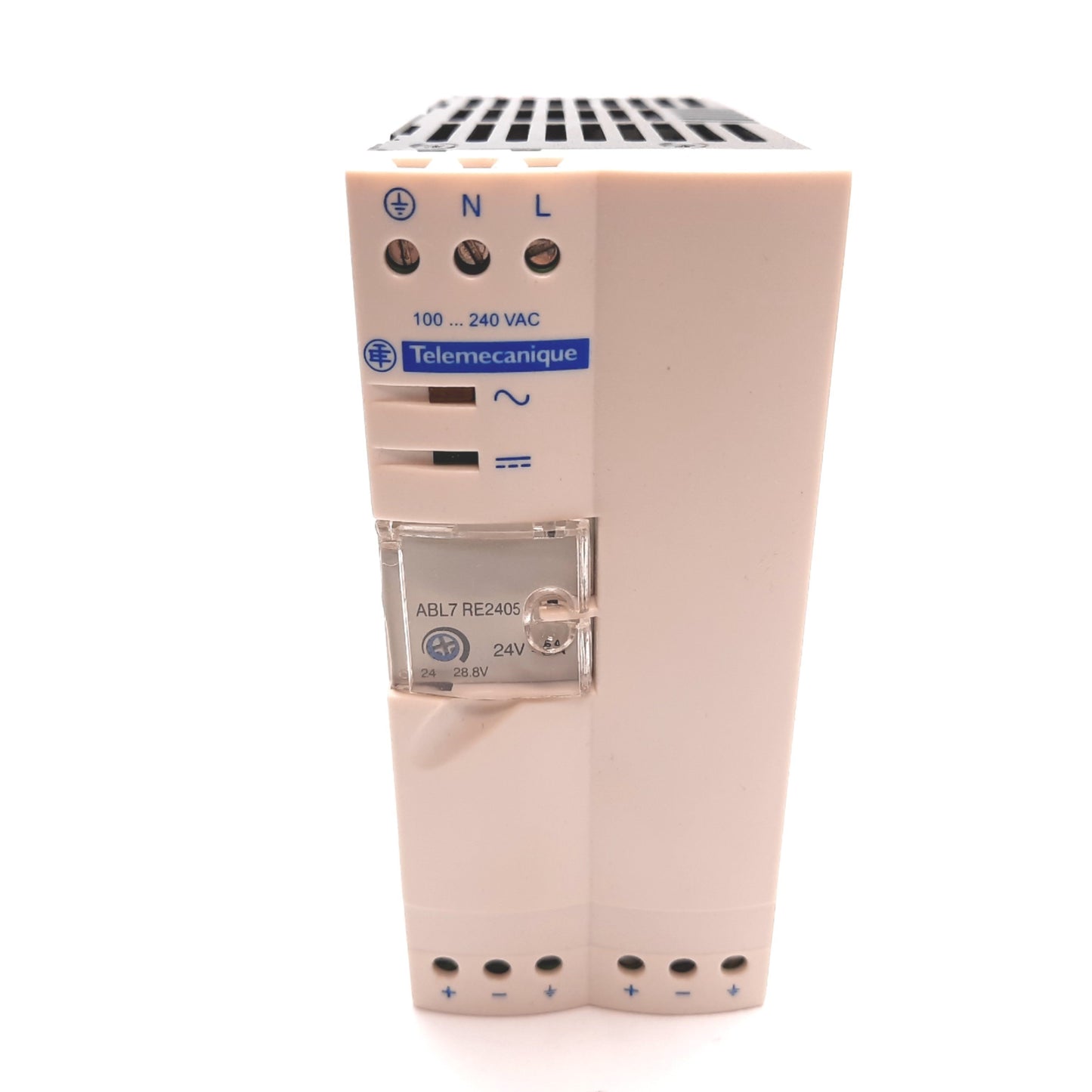 Used Telemecanique ABL7 RE2405 Power Supply, Input: 100-240VAC, Output: 24VDC 5A 120W