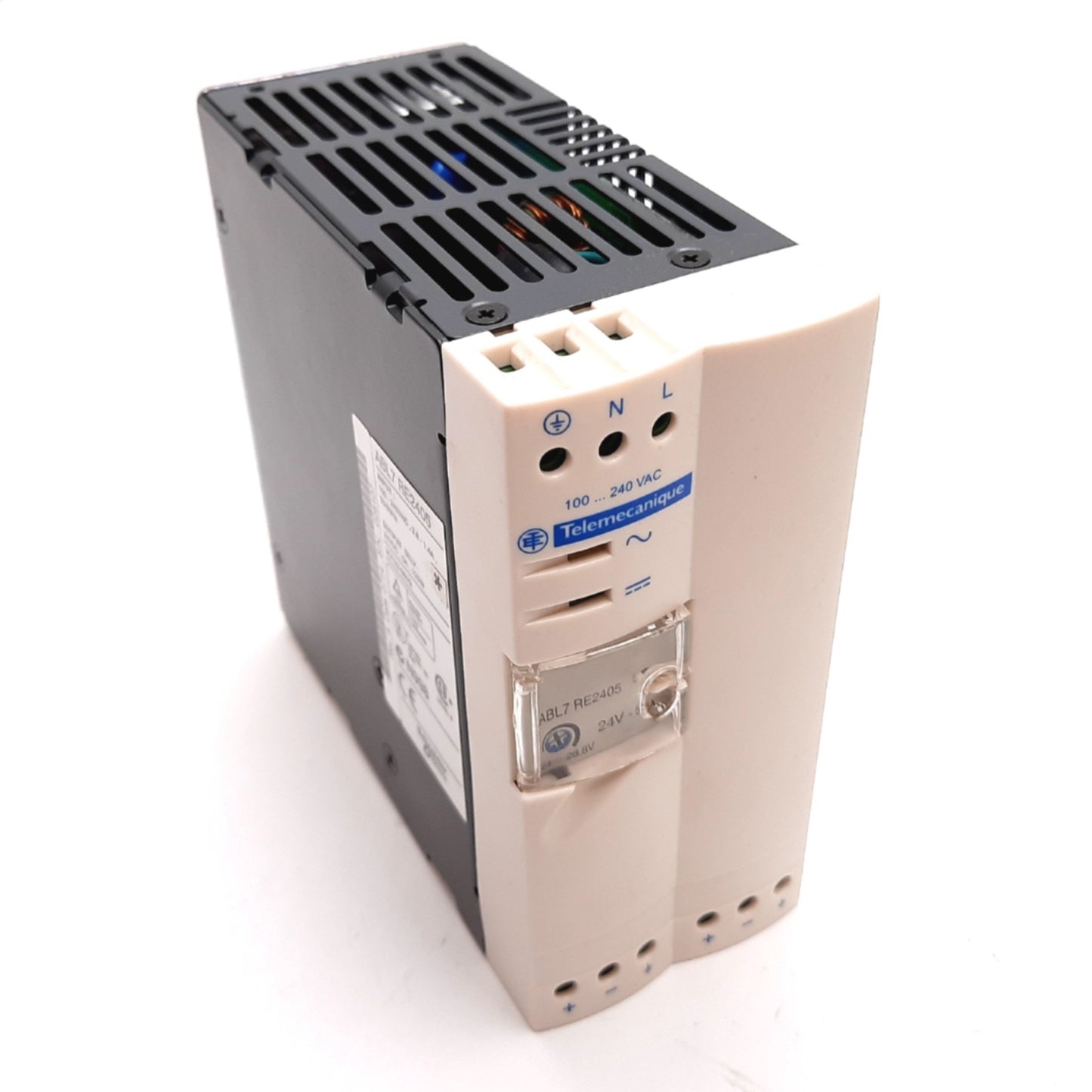 Used Telemecanique ABL7 RE2405 Power Supply, Input: 100-240VAC, Output: 24VDC 5A 120W
