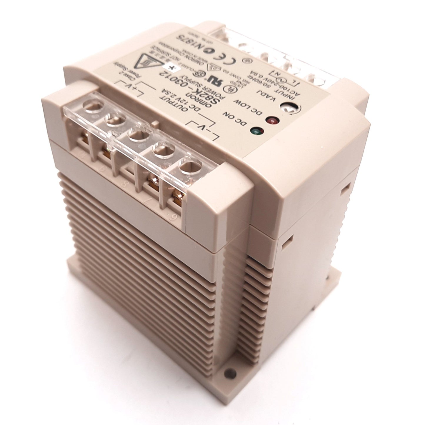 Used Omron S82K-03012 Power Supply, In: 100-240VAC 0.9A 50/60Hz, Out: 12VDC 2.5A