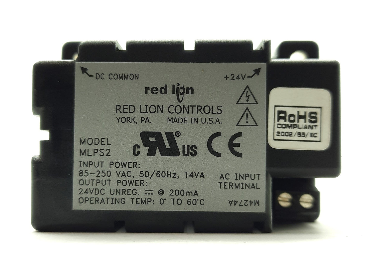 Used Red Lion MLPS2 Panel Meter Power Supply Output: 24VDC 200mA Input: 85-250VAC