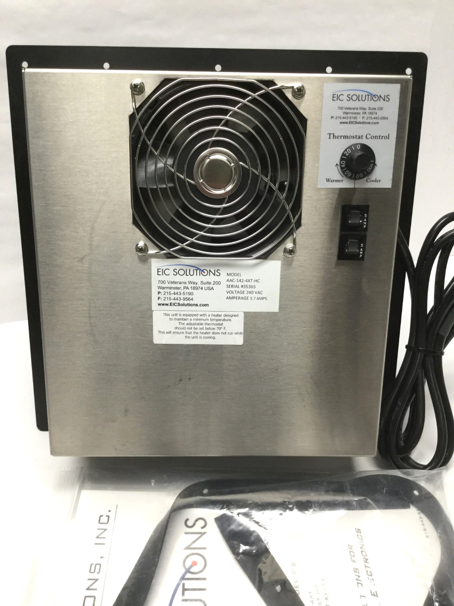 Used EIC AAC-142-4XT-HC Enclosure Cooling 500BTU Thermoelectric Air Conditioner 240V~