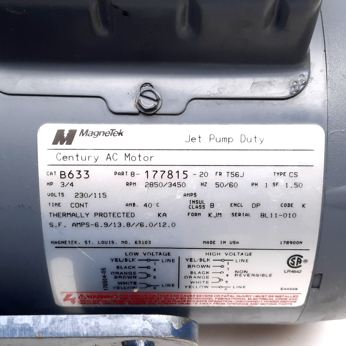 Used Price Pump HP75CN-550-T6-BUNA-3/4HP Centrifugal Pump, 6" Impeller, 3/4" NPT