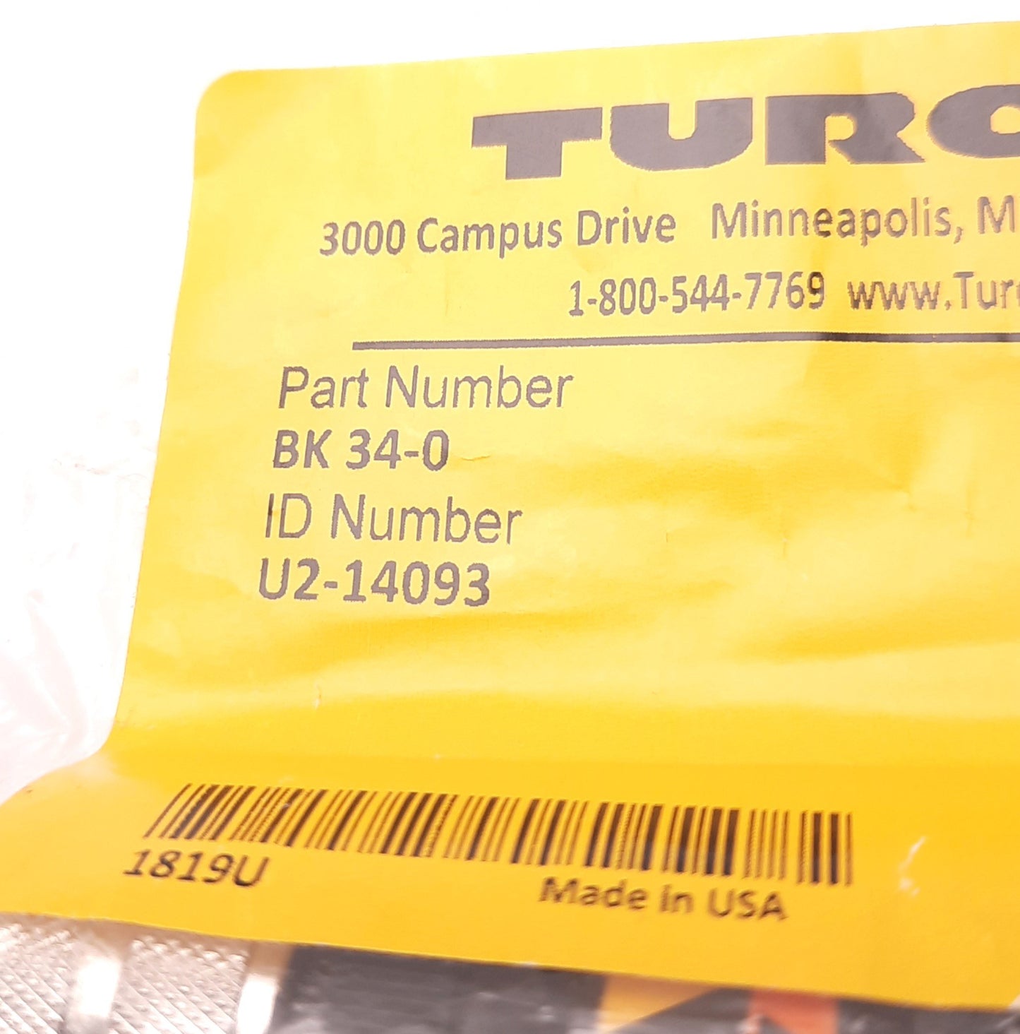 New – Open box Turck BK34-0 Field Wireable Sensor Plug M16x0.75, 600v AC, 15 A, 8 to 11mm Cable