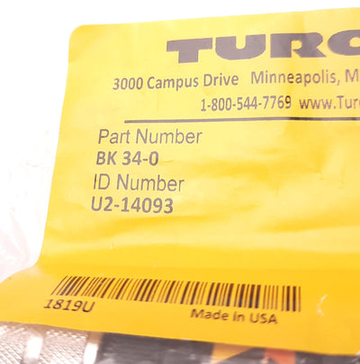 New – Open box Turck BK34-0 Field Wireable Sensor Plug M16x0.75, 600v AC, 15 A, 8 to 11mm Cable