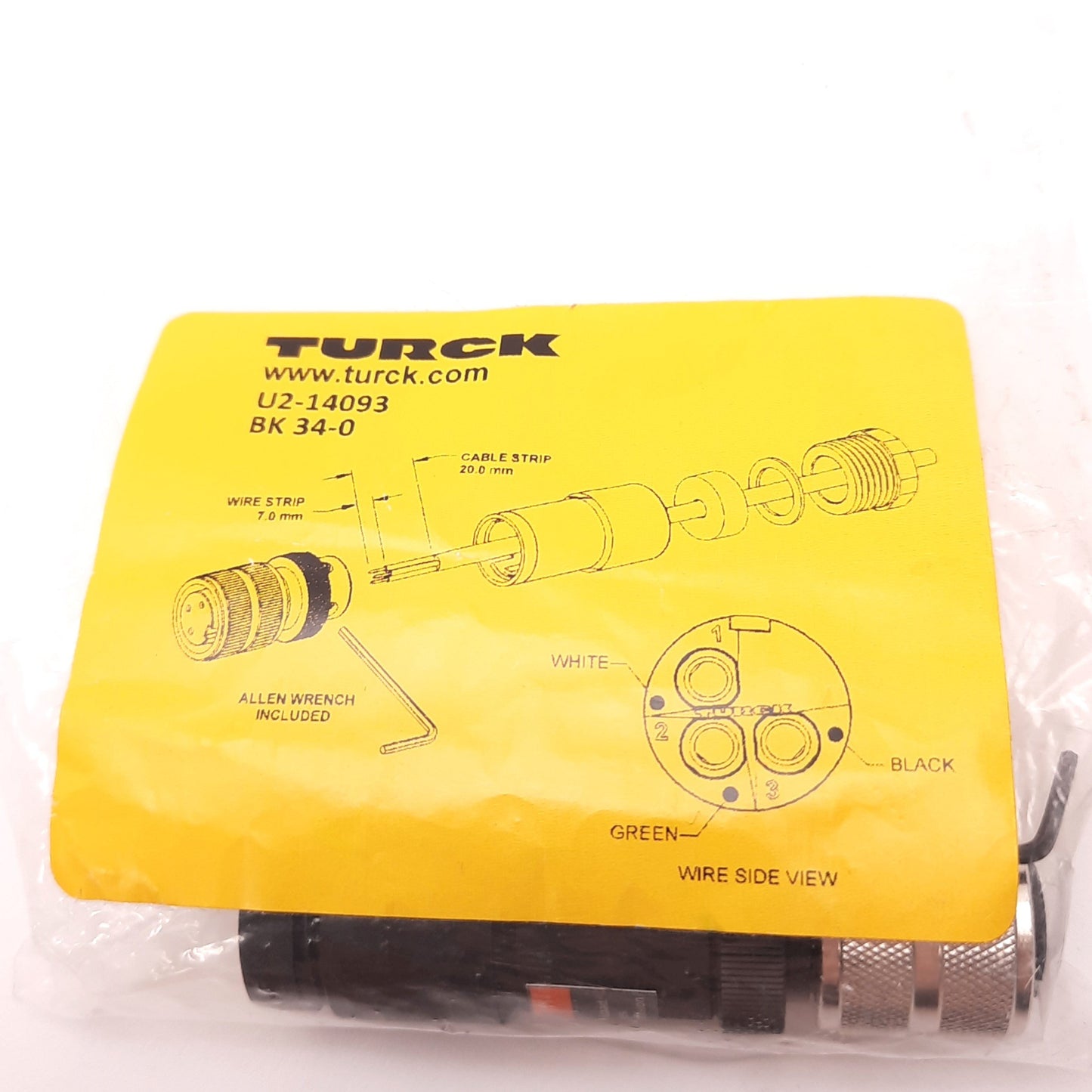 New – Open box Turck BK34-0 Field Wireable Sensor Plug M16x0.75, 600v AC, 15 A, 8 to 11mm Cable