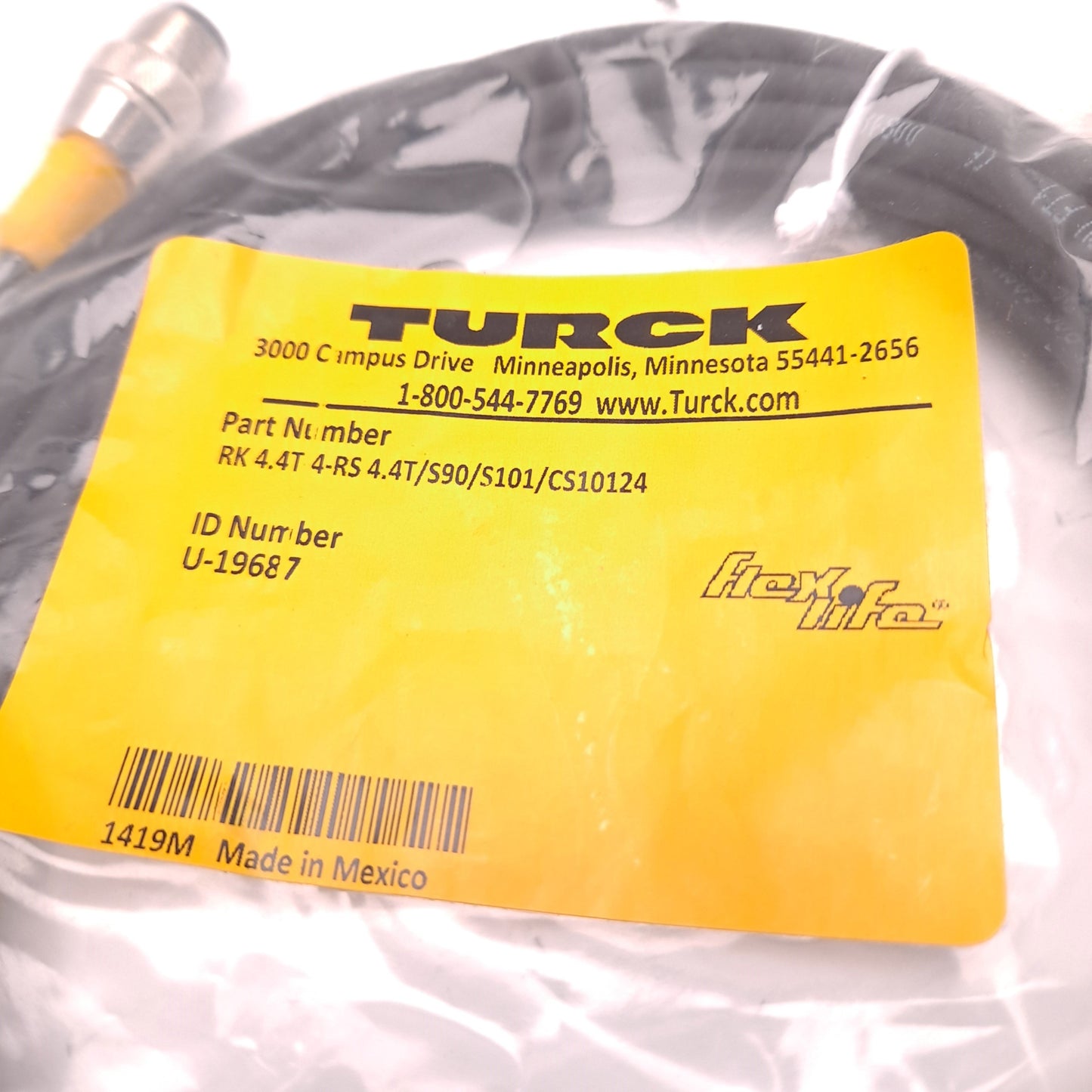 New Turck RK 4.4T 4-RS Actuator And Sensor Cordset Female M12 to Male M12 250V 4A