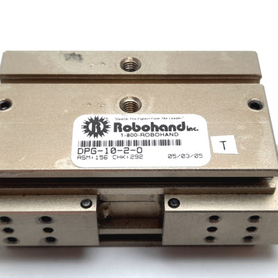 Used Robohand DPG-10-2-O Parallel Gripper, Spring Open, Stroke: 0.5", Ports: 10-32