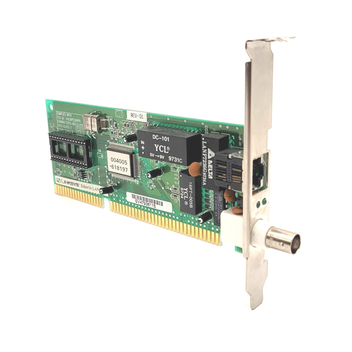Used Linksys LNE2000 Rev-D1 Ether16 ISA LAN Card 8EAISA01..C1-0 KA2APC260PO 10MbE BNC