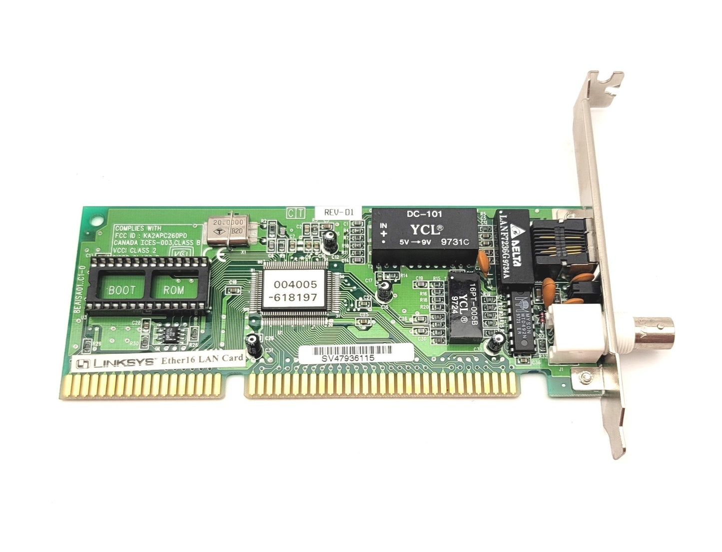 Used Linksys LNE2000 Rev-D1 Ether16 ISA LAN Card 8EAISA01..C1-0 KA2APC260PO 10MbE BNC