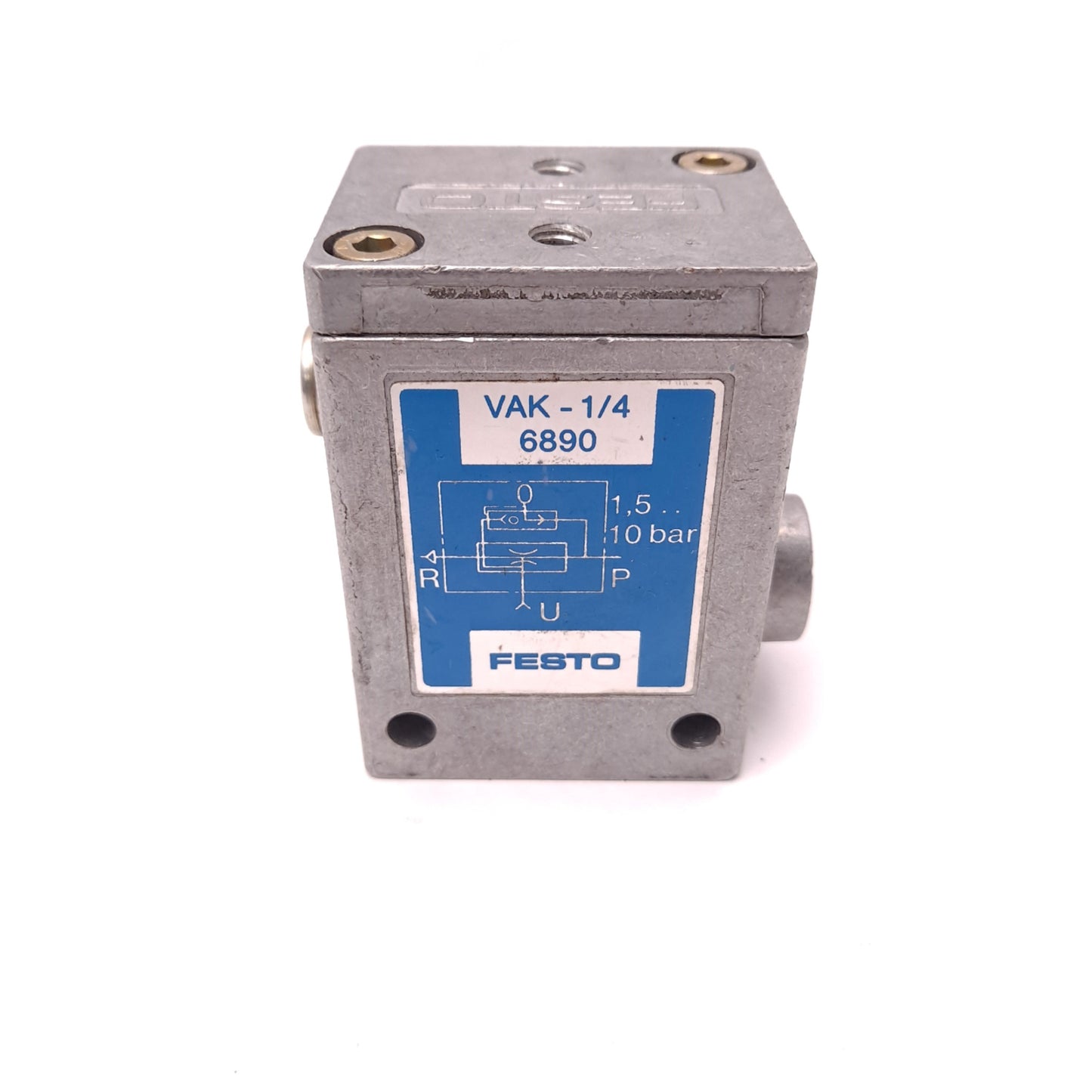 Used Festo 6890 VAK-1/4 Vacuum Generator, 80% Vacuum, 21-145PSI, 1/4"NPT