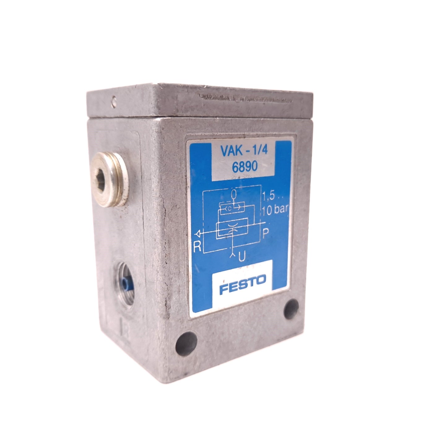 Used Festo 6890 VAK-1/4 Vacuum Generator, 80% Vacuum, 21-145PSI, 1/4"NPT