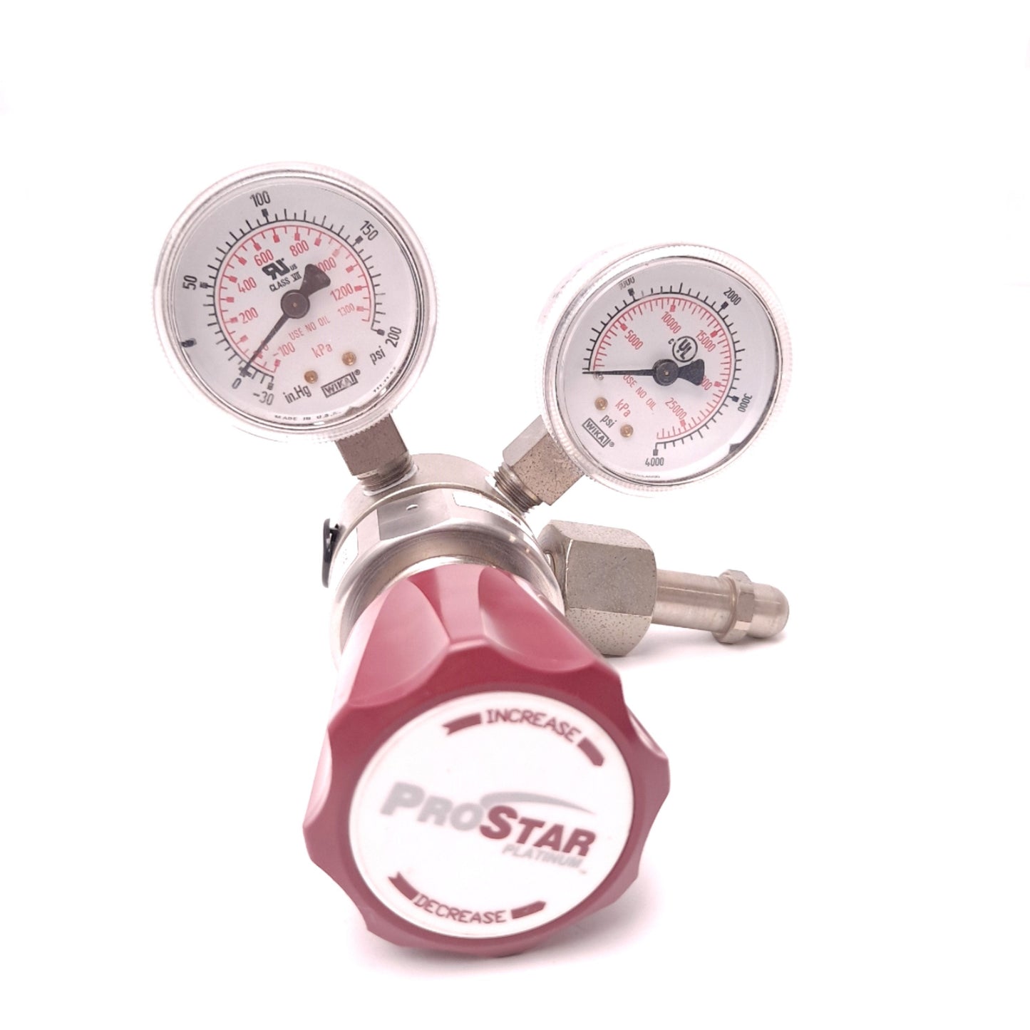 Used Praxair PRX30233 Gas Regulator & Gauges Max In: 3000 PSI Max Out: 100 PSI