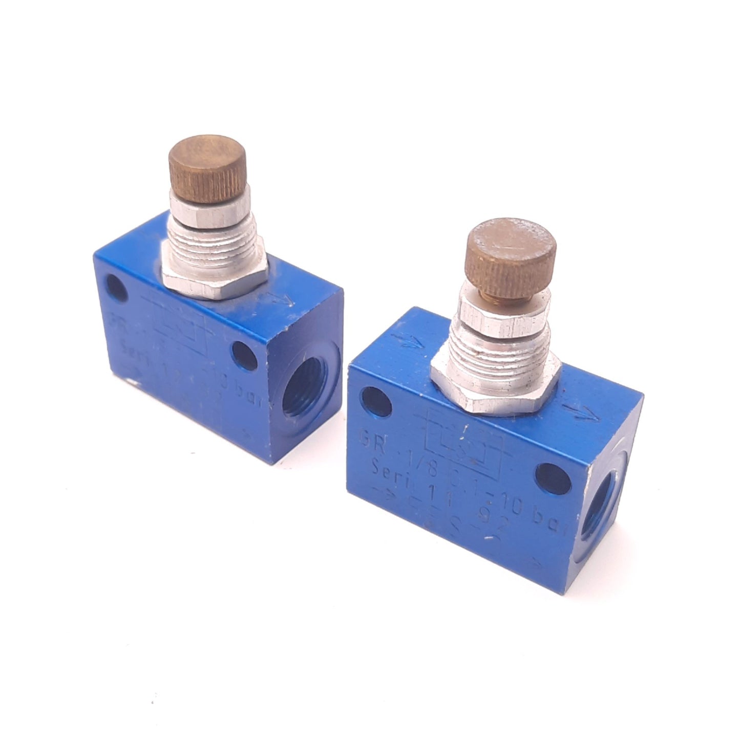 Used Lot of 2 Festo GR-1/8-0.1-10 Flow Control Valve 0.1 to 10 Bar, 1/8 R Thread