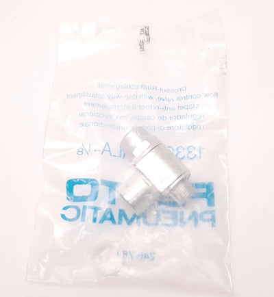 New – Open box Festo GRLA-1/8 One Way Flow Control Valve, M5 Male to Female, 90 Degree